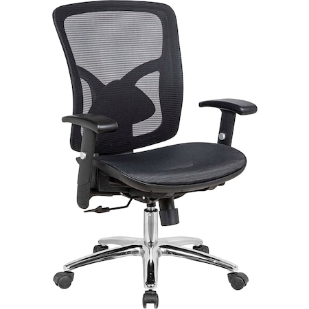 Interion By Global Industrial Interion Mesh Back Task Chair w/ Fabric Seat, Black w/ Chrome Frame 695942BK